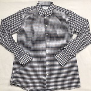ETON Shirt Men XL (43/17) Blue Brown Gingham Check Dress Casual Slim Fit